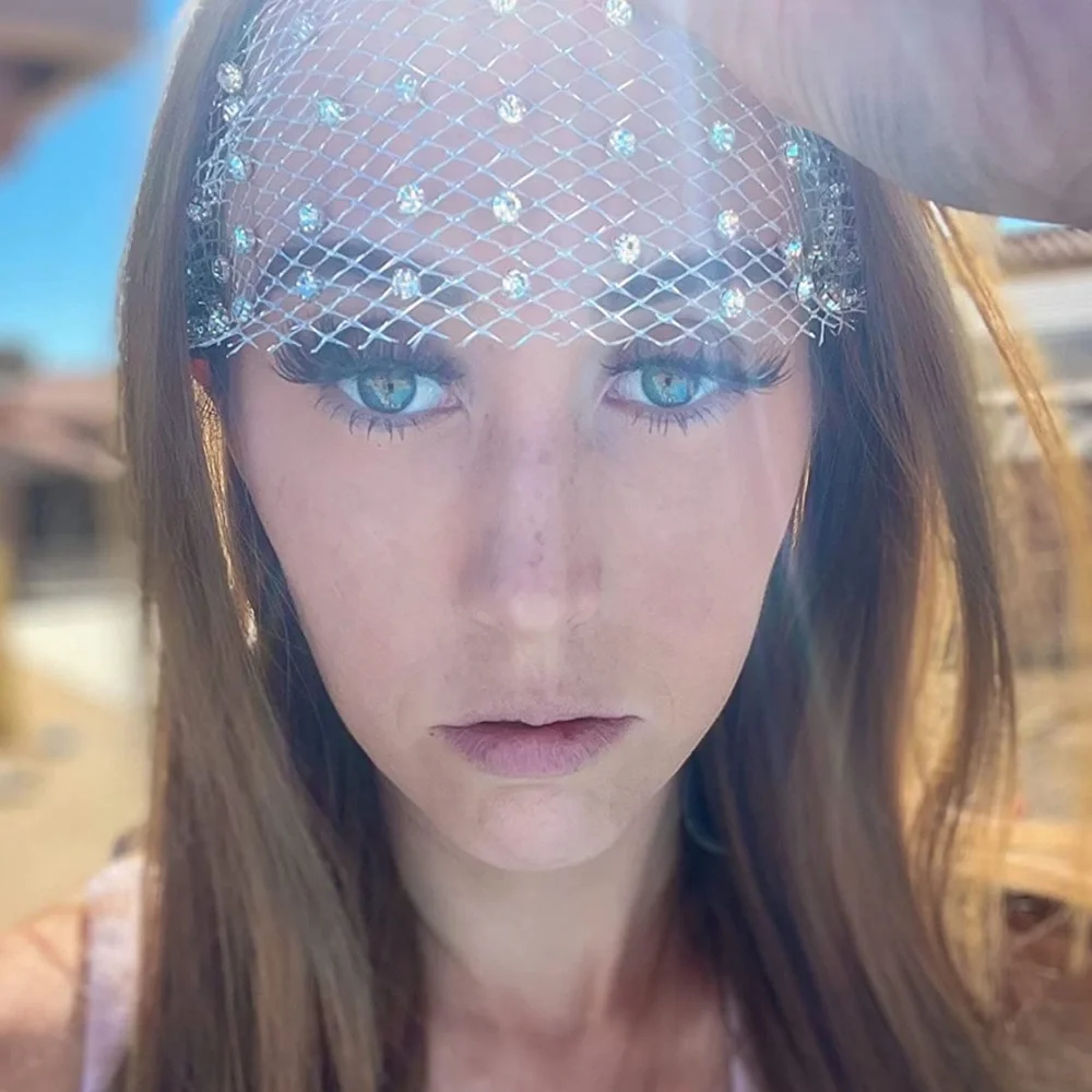 🆕 Crown Headpiece Eye Veil Rhinestone Face Fascinator